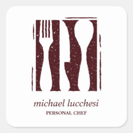 Adesivo Quadrado Burgundy Cutlery | Restaurante da padaria de chef