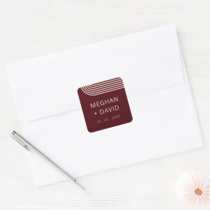 Adesivo Quadrado Burgundy Rustic Boho Arranjou Casamento Moderno