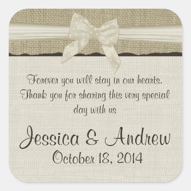 Adesivo Quadrado Burlap and Arco Rustic Country (Frente)