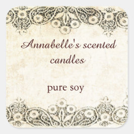 Adesivo Quadrado Burlap com vintel vintage lace candelabro