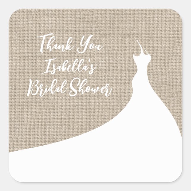 Adesivo Quadrado Burlap do Chá de panela Elegante (Frente)