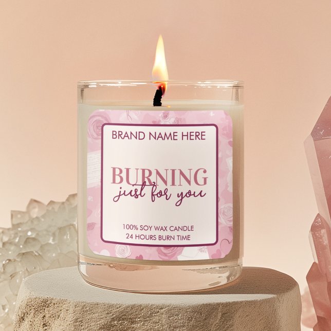 Adesivo Quadrado Burning Just For You Valentine's Day Candle Label (Criador carregado)