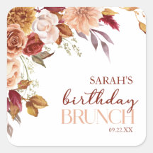 Burundy Orange Floral Birthday Brunch