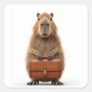 Adesivo Quadrado Business Capybara com Briefcase