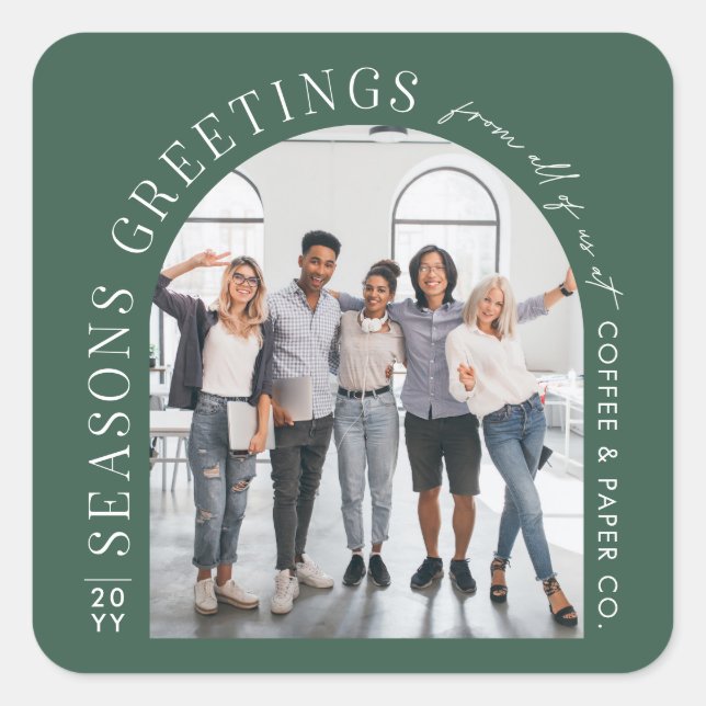 Adesivo Quadrado Business Modern Arch Foto do Natal verde (Frente)