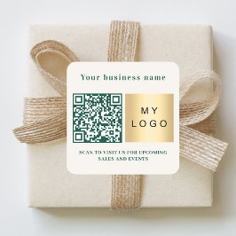 Adesivo Quadrado Business name ivory emerald green logo qr code