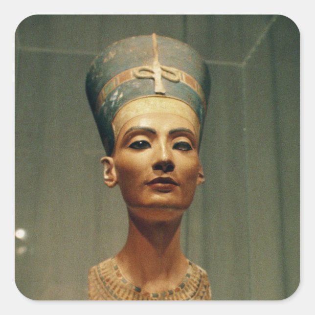 Adesivo Quadrado Busto da Rainha Nefertiti, vista frontal (Frente)