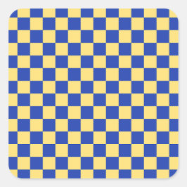 Adesivo Quadrado Butter yellow and blue checkered board pattern