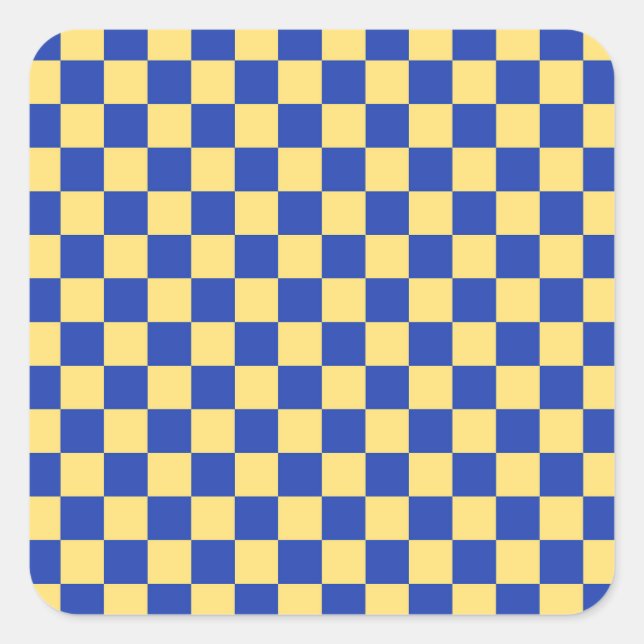 Adesivo Quadrado Butter yellow and blue checkered board pattern (Frente)