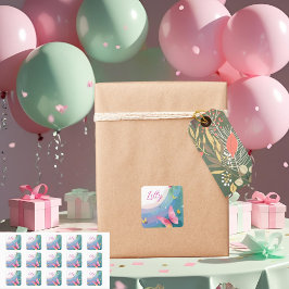 Adesivo Quadrado "Butterfly Baby Girl Label