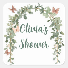 Adesivo Quadrado Butterfly Baby Sprinkle Stickers Favor Tags Boho