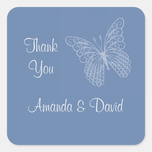 Adesivo Quadrado Butterfly Obrigado Sticker (Frente)