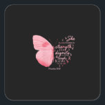 Adesivo Quadrado Butterfly Pink Ribbon Breast Cancer Religious<br><div class="desc">Butterfly Pink Ribbon Breast Cancer Religious</div>