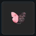 Adesivo Quadrado Butterfly Pink Ribbon Breast Cancer Religious<br><div class="desc">Butterfly Pink Ribbon Breast Cancer Religious</div>