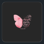 Adesivo Quadrado Butterfly Pink Ribbon Breast Cancer Religious<br><div class="desc">Butterfly Pink Ribbon Breast Cancer Religious</div>