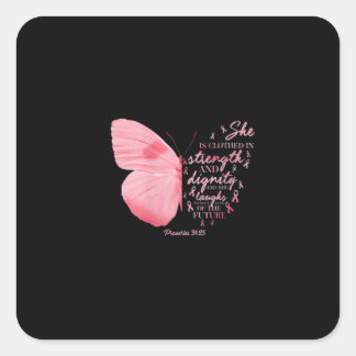 Adesivo Quadrado Butterfly Pink Ribbon Breast Cancer Religious