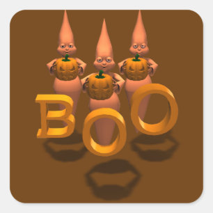 Adesivo Quadrado Buu! Três Fantasminhas Fofos