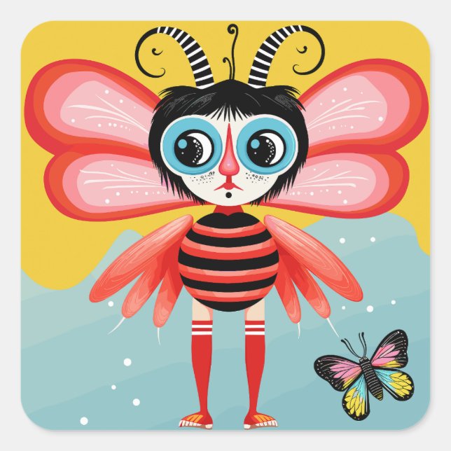 Adesivo Quadrado Buzzy Whimsy (Frente)