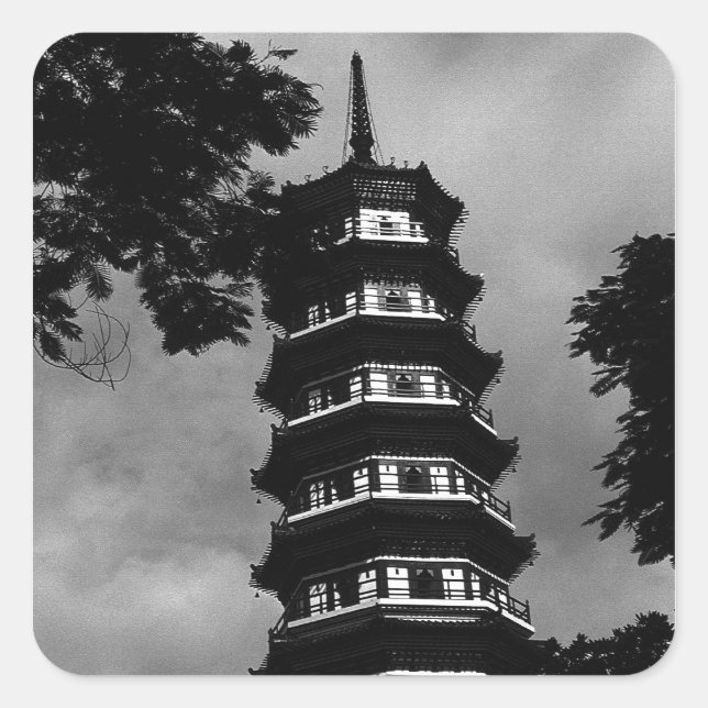 Adesivo Quadrado BW China Canton the florery pagoda 1970 (Frente)