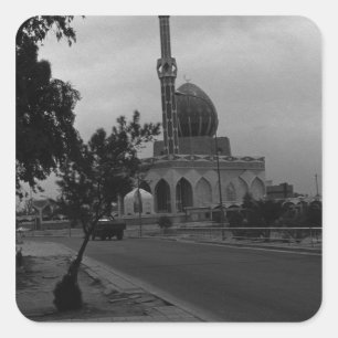 Adesivo Quadrado BW Iraque Bagdá Mesquita Buniya 1970