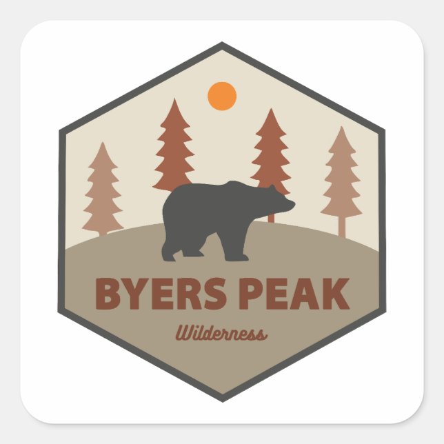 Adesivo Quadrado Byers Peak Wilderness Colorado Bear (Frente)