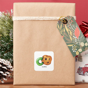 Adesivo Quadrado C é para Cookie Alphabet - Letra Chocolate Chip