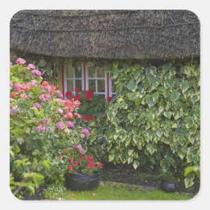Adesivo Quadrado Cabana de colmo, Adare, Condado de Limerick,