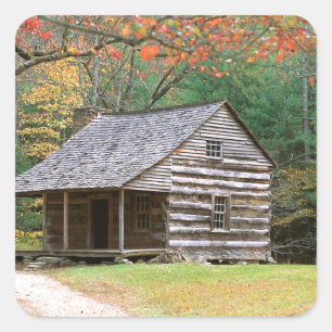 Adesivo Quadrado Cabana rústica de madeira histórica da cena no