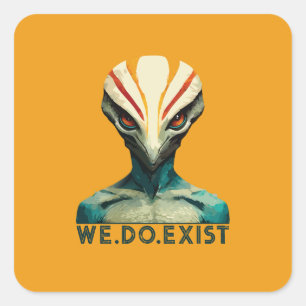 Adesivo Quadrado Cabeça alienígena - Nós Existem