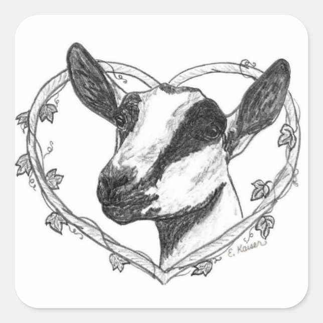 Adesivo Quadrado Cabeça alpina no coração (Frente)