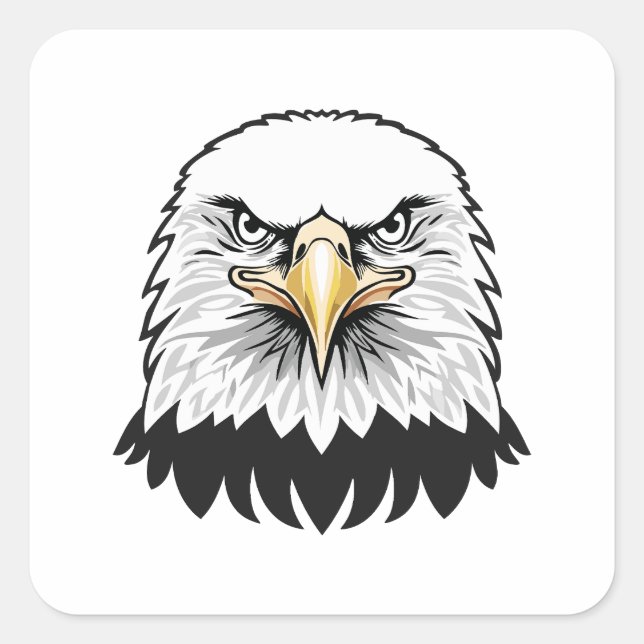 Adesivo Quadrado Cabeça de águia americana (Frente)