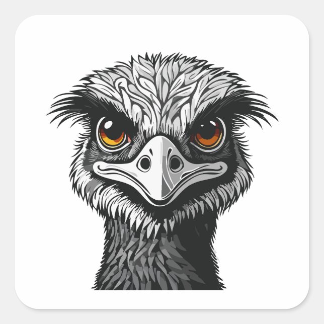 Adesivo Quadrado Cabeça de ave Emu (Frente)