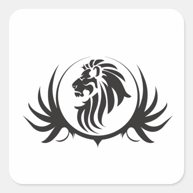 Adesivo Quadrado Cabeça de Leões Negros (Frente)