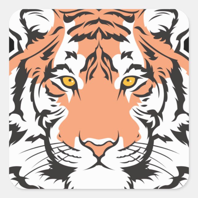 Adesivo Quadrado Cabeça de tigre de Bengala (Frente)