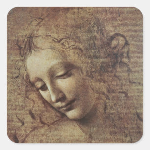 Adesivo Quadrado Cabeça de uma jovem mulher com cabelo Tousled ou,