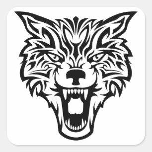 Adesivo Quadrado Cabeça do lobo