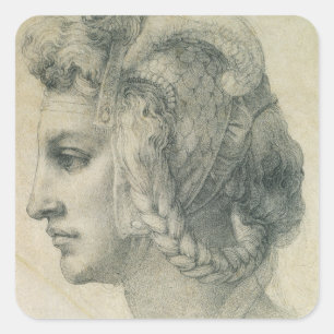 Adesivo Quadrado Cabeça Ideal de uma Mulher de Michelangelo