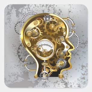 Adesivo Quadrado Cabeça Steampunk com Manômetro