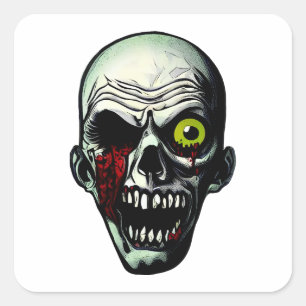 Adesivo Quadrado Cabeça Zombie