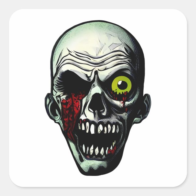 Adesivo Quadrado Cabeça Zombie (Frente)