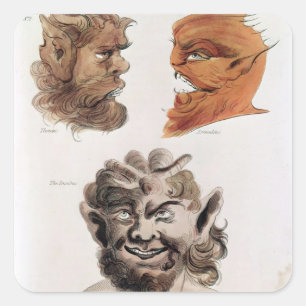 Adesivo Quadrado Cabeças de Demônios Mau