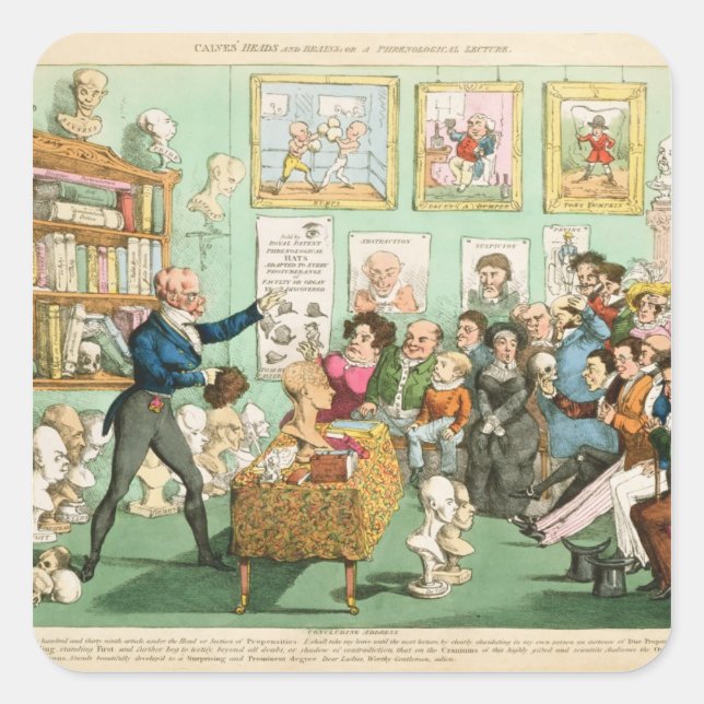 Adesivo Quadrado Cabeças e Cérebros de Vitelos; um Fenológico (Frente)