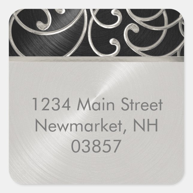 Adesivo Quadrado Cabeças Pretas de Quinceanera e de Prata (Frente)