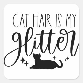 Adesivo Quadrado Cabelo de Gato é Minha Glitter