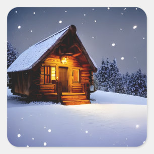 Adesivo Quadrado Cabina de inverno Mágica