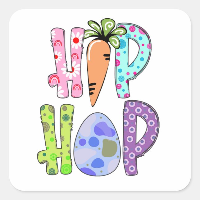 Adesivo Quadrado Caça ao Ovo de Páscoa - Feriados (Frente)