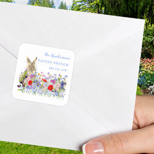 Adesivo Quadrado Caça ao Ovo de Páscoa Personalizada Brunch Bunny F