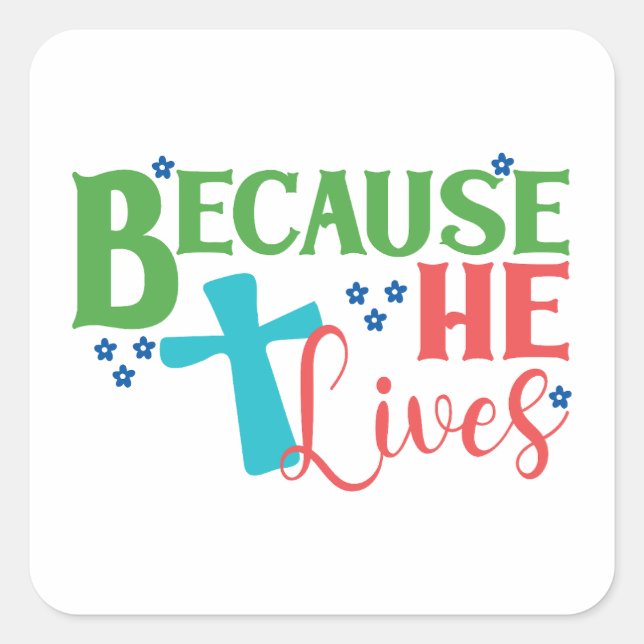 Adesivo Quadrado Caça ao Ovo de Páscoa! Santo (Frente)