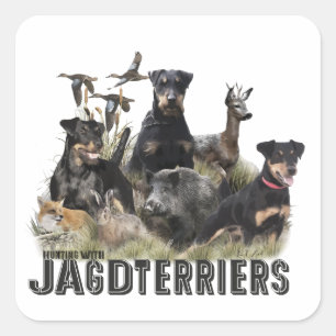 Adesivo Quadrado Caça com Jagdterriers, Arte