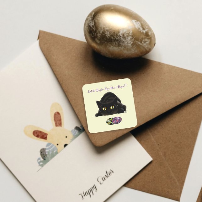 Adesivo Quadrado Caça De Ovo Da Páscoa Engraçada (Criador carregado)